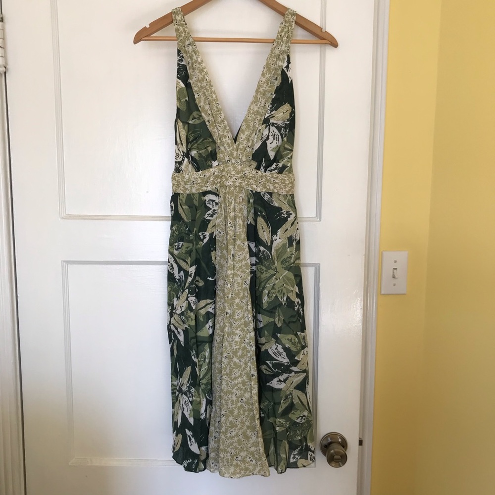 Donna Rico Floral Green Tea Dress w/ Pockets